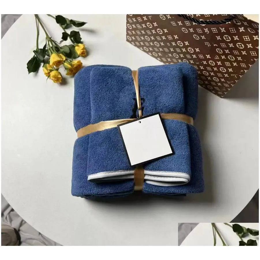 Towel Simple Face Bath Towel Set 2 Pieces Sets Fashion Designer Coral Veet Towels Uni Absorbent Baby Men Womens Wash Cloths Drop Deliv Dhvof