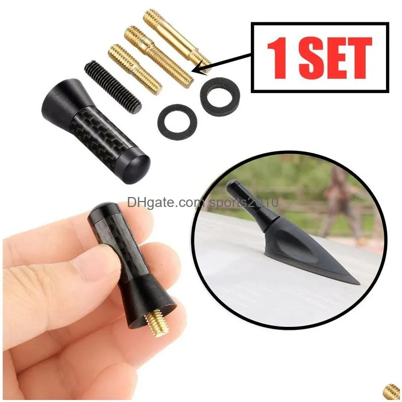 Universal Carbon Fiber Car Roof Antenna Enhanced Signal FM/AM 3.5cm Screw Metal Stubby Mast Vehicle Radio Aerial