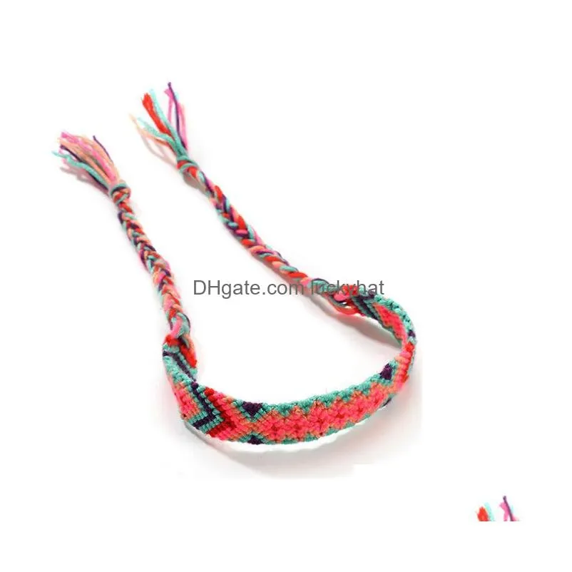 Vintage Boho Nepal Ethnic Handmade Bracelet Colorful Beach Braid String Cotton Wrap Woven Rope Friendship Bracelets For Women Men