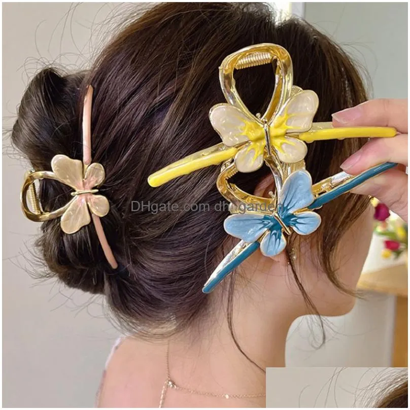 Hair Clips & Barrettes New Women Metal Hair Claw Crab Vintage Butterfly Shape Clips Headband Hairpin Cross Hairclip Fashion Dhgarden Otbax