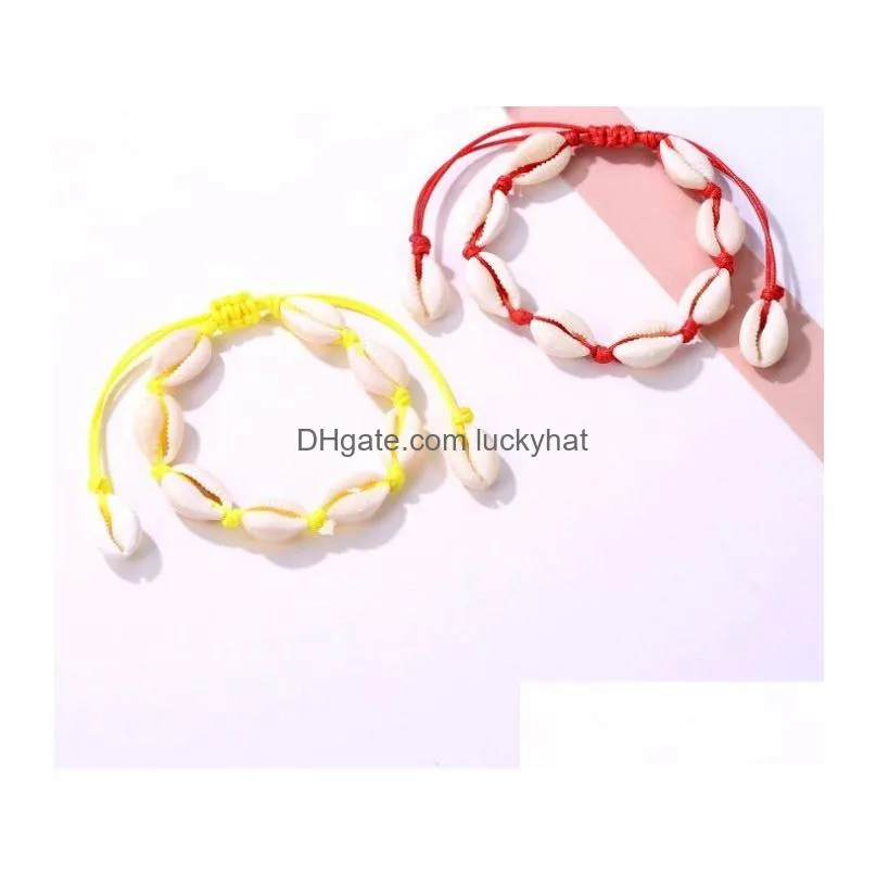 New Trendy Simple Jewelry Handmade Weaving Shell Bracelet Beach Anklet Chain Bracelets for Women Men Lady Fashion Accessories