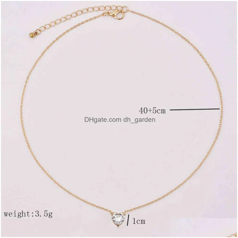 Pendant Necklaces 2021 New Female Fashion Crystal Heart Necklace Pendant Short Gold Chain Necklaces Charm Gifts Girlfriends Dhgarden Otnmt