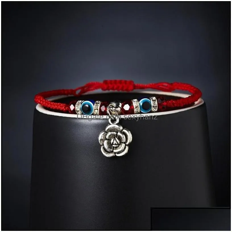 charm bracelets jewelry handwoven bracelet lucky kabh red string thread hamsa blue turkish evil eye fatima pretty 4 drop delivery 2021
