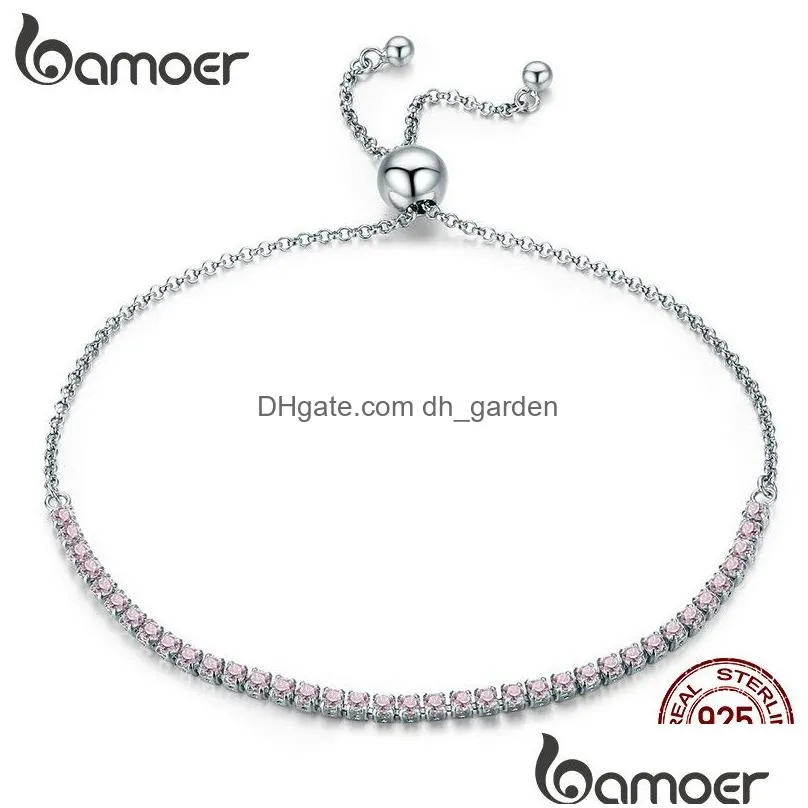 Bangle 925 Sterling Sier Sparkling Strand Bracelet Women Link Tennis Bracelets Jewelry 3 Colors Scb029 Drop Delivery Jewelry Dhgarden Otkp5