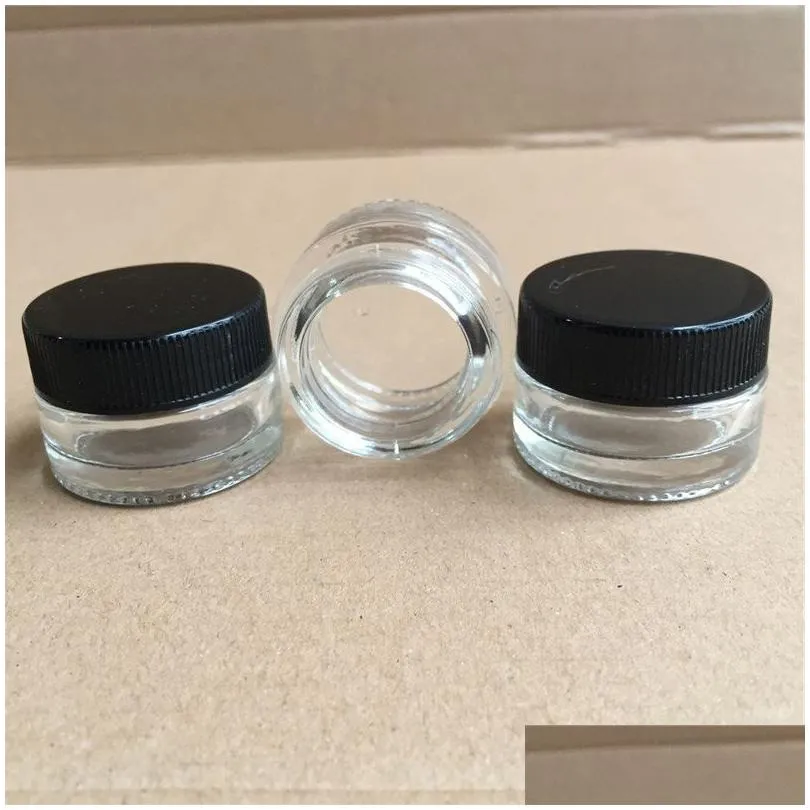 wholesale packaging bottles 5ml 3ml concentrate containers pyrex tempered glass dab wax jars live rosin storage box clear round shape