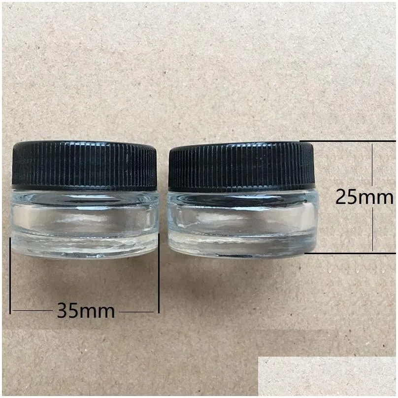 wholesale packaging bottles 5ml 3ml concentrate containers pyrex tempered glass dab wax jars live rosin storage box clear round shape