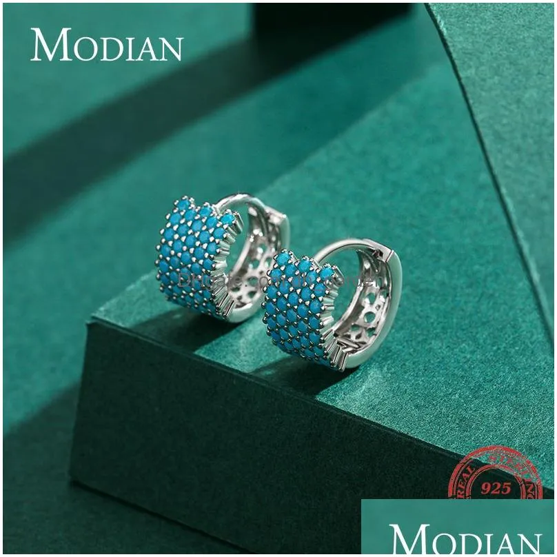 Hoop & Huggie Turquoise Elegant Earring Sier Luxury Charm Hoop Earrings For Women Wedding Jewelry Drop Delivery Jewelry Earri Dhgarden Otpjj