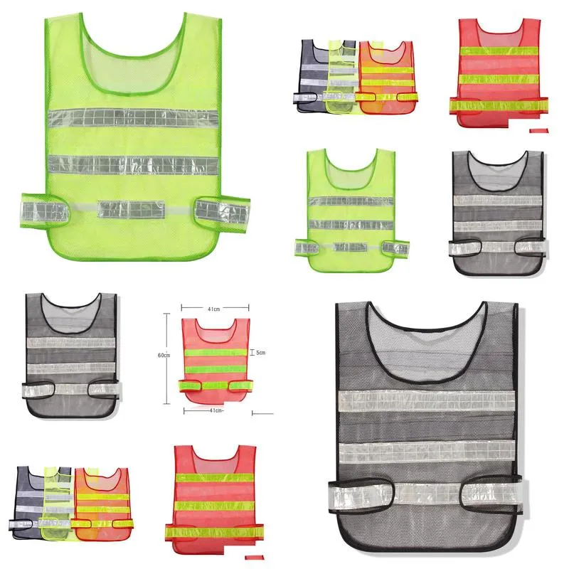 wholesale safety clothing reflective vest hollow grid vests high visibility warning safety working construction traffic rre15213