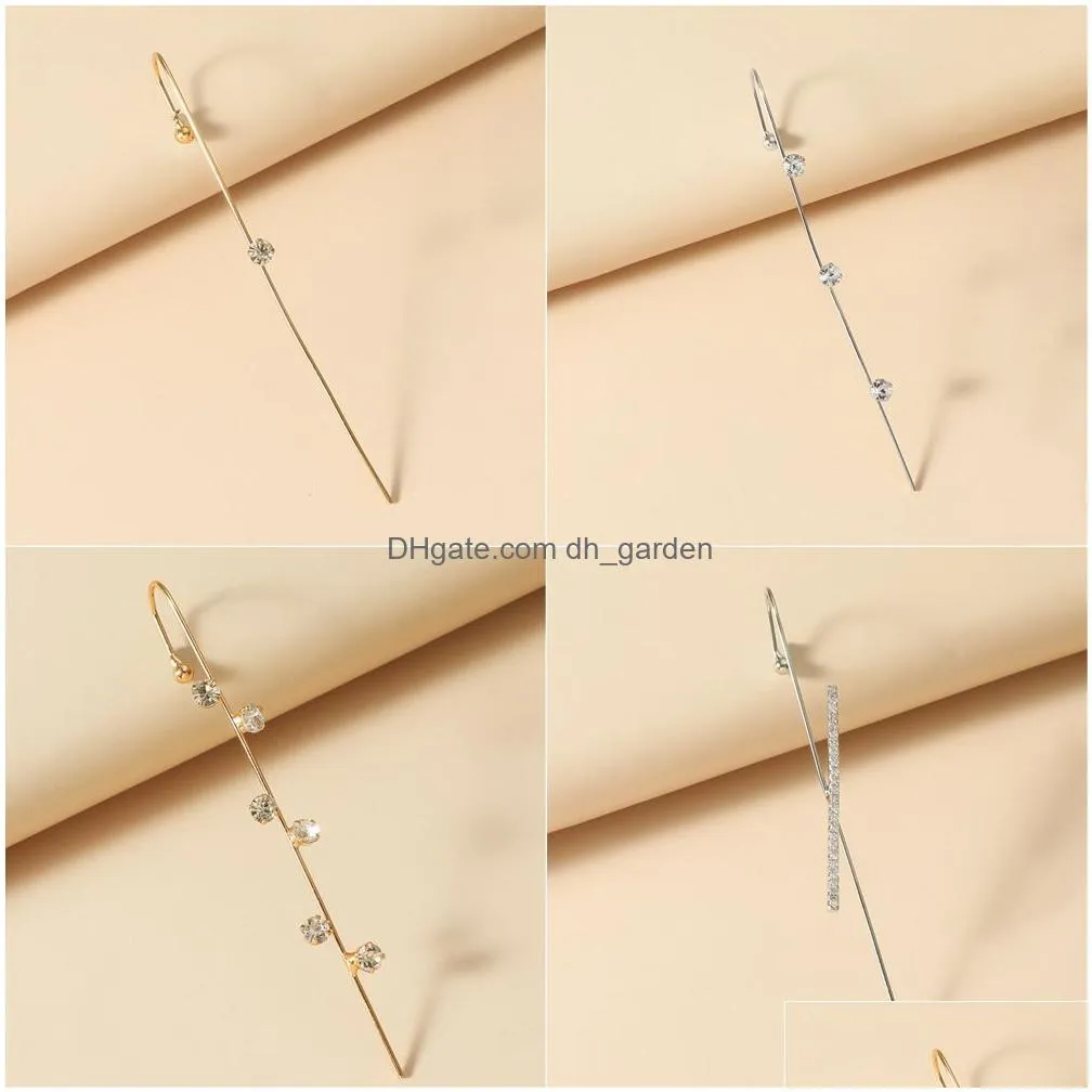 Ear Cuff New Ear Needle Wrap Cler Hook Earrings For Women Surround Auricle Diagonal Stud Copper Inlaid Zircon Piercing Earri Dhgarden Otm1W