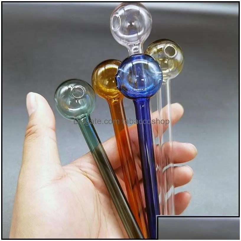 smoking pipes 6.3inch glass oil burner pyrex pipe mtiple colors 10mm tube od burners ball diameter 30mm for tobcco herb w tabaccoshop
