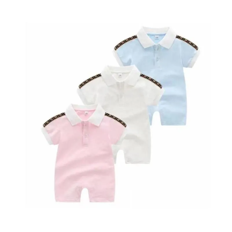 Newborn Baby Rompers kids Girls Boy Short Sleeve Cotton Clothes Designer Letter Print Infant Baby jumpsuits Children Pajamas 0-24