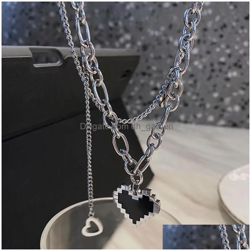Pendant Necklaces New Senior Fashion Women Pendant Necklaces Fine Double Link Chain Metal Heart Party Necklace Jewelry Gift Dhgarden Otpn1
