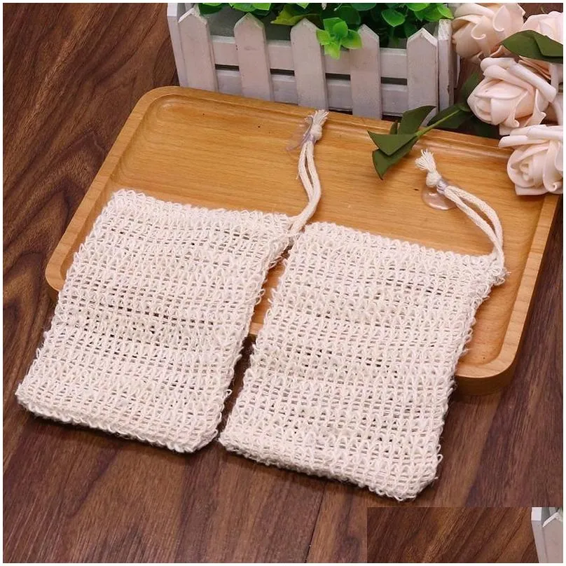 exfoliating mesh bags pouch for shower body massage scrubber natural organic ramie soap bag sisal saver loofah moisturizing bath spa foaming with