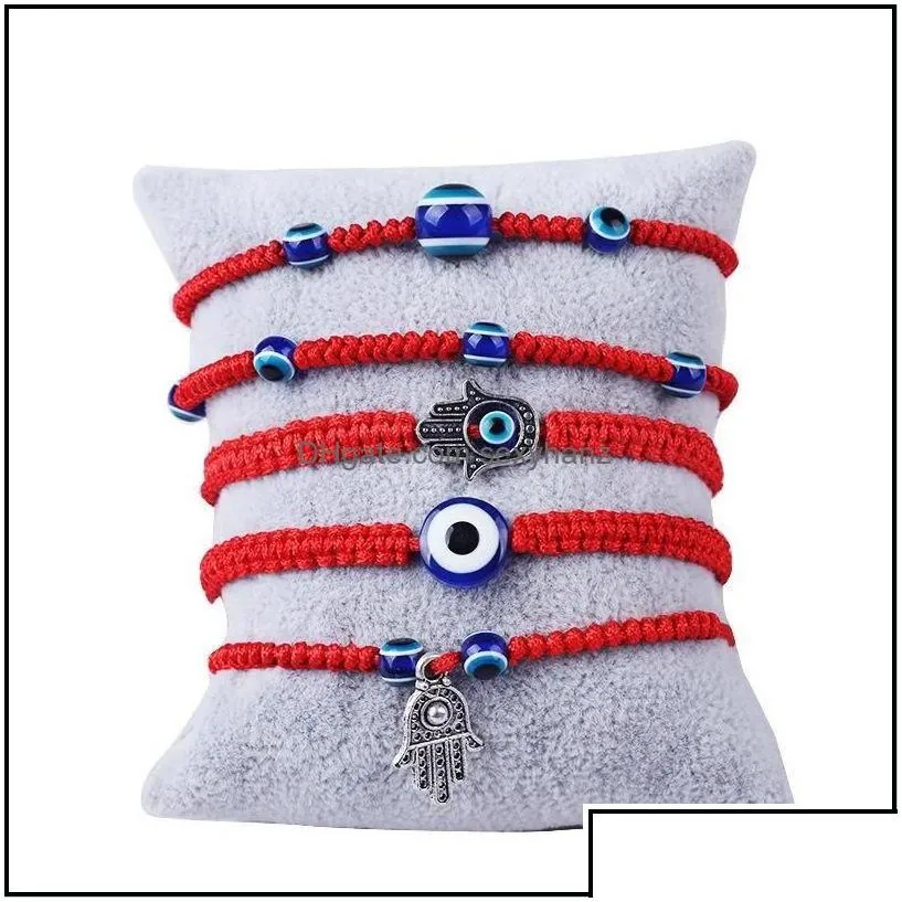 charm bracelets jewelry handwoven bracelet lucky kabh red string thread hamsa blue turkish evil eye fatima pretty 4 drop delivery 2021