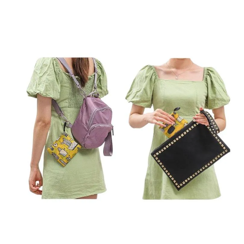 10pcs foldable shopping bag reusable travel grocery bag eco-friendly cartoon cat dog cactus lemon printing tote bag handbag