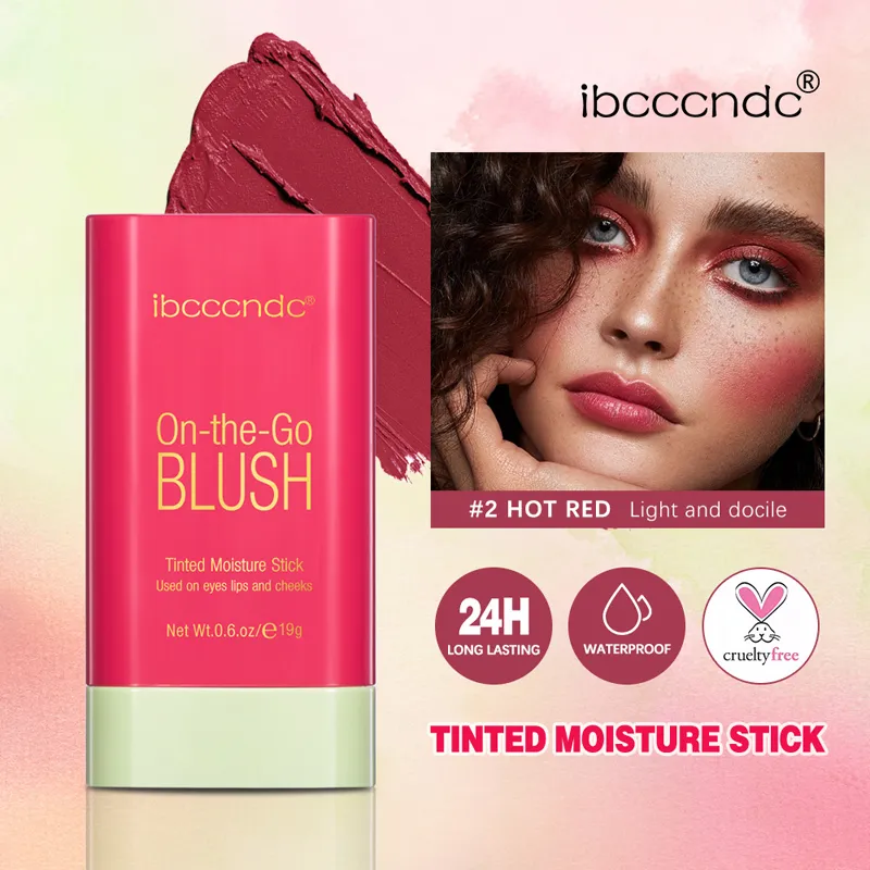 Multi Use Makeup Blush Stick Solid Moisturizer Stick Shadow Lips and Cheek Blusher Waterproof Peach Creamy Brand ibcccndc
