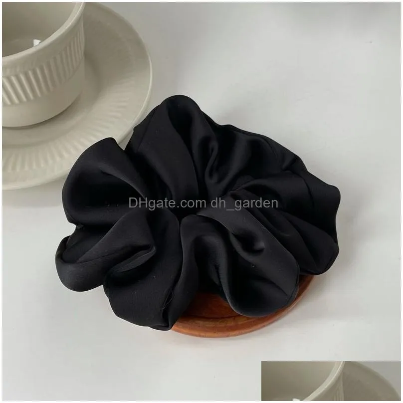 Hair Rubber Bands Elegant Silk Elastics Hair Band Solid Color Scrunchies For Women Girl Ponytail Holder Rope Hairband Access Dhgarden Otgte