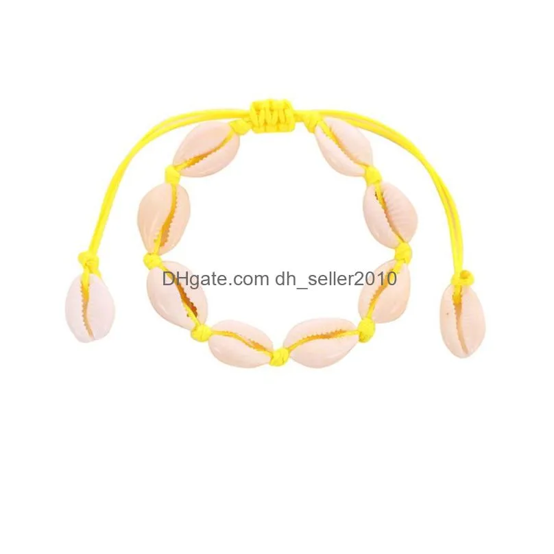 New Trendy Simple Jewelry Handmade Weaving Shell Bracelet Beach Anklet Chain Bracelets for Women Men Lady Fashion Accessories