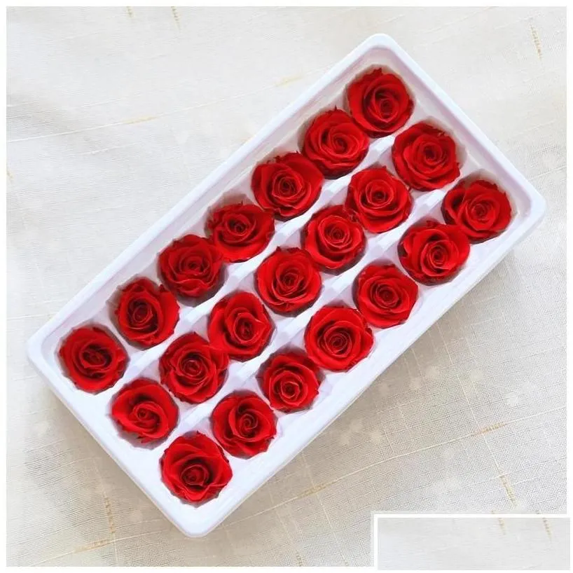 decorative flowers wreaths 21pcs/box diy 2-3cm eternal roses natural preserved immortal rose mothers day gift wedding decoration d