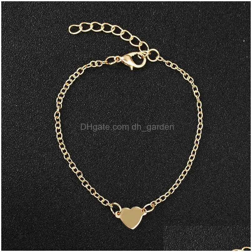 Charm Bracelets 2021 Charming Heart Bracelet Bangles For Women Girls Gold Sier Color Metal Bracelets Statement Jewelry Whole Dhgarden Otcps
