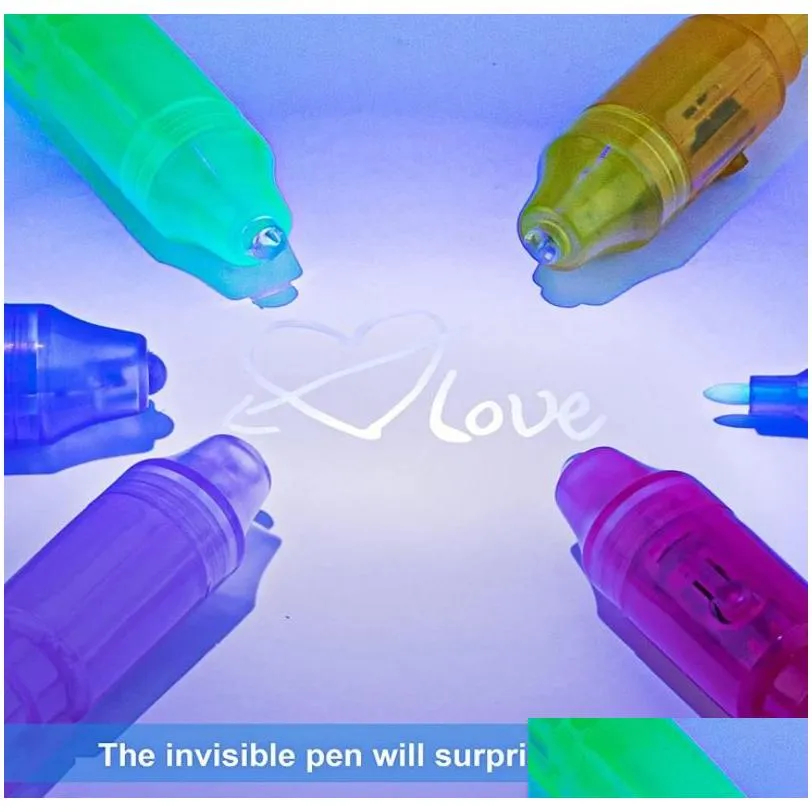 wholesale invisible uv ink marker pen with ultraviolet led blacklight secret message writer magic disappear words kid party favors ideas gifts stocking stuffers