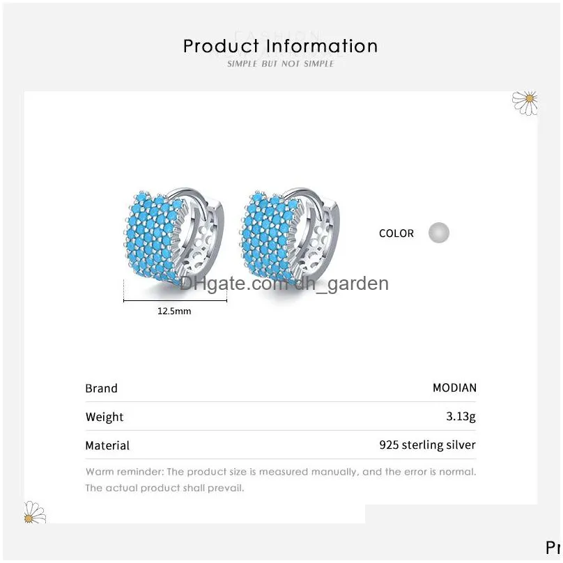 Hoop & Huggie Turquoise Elegant Earring Sier Luxury Charm Hoop Earrings For Women Wedding Jewelry Drop Delivery Jewelry Earri Dhgarden Otpjj