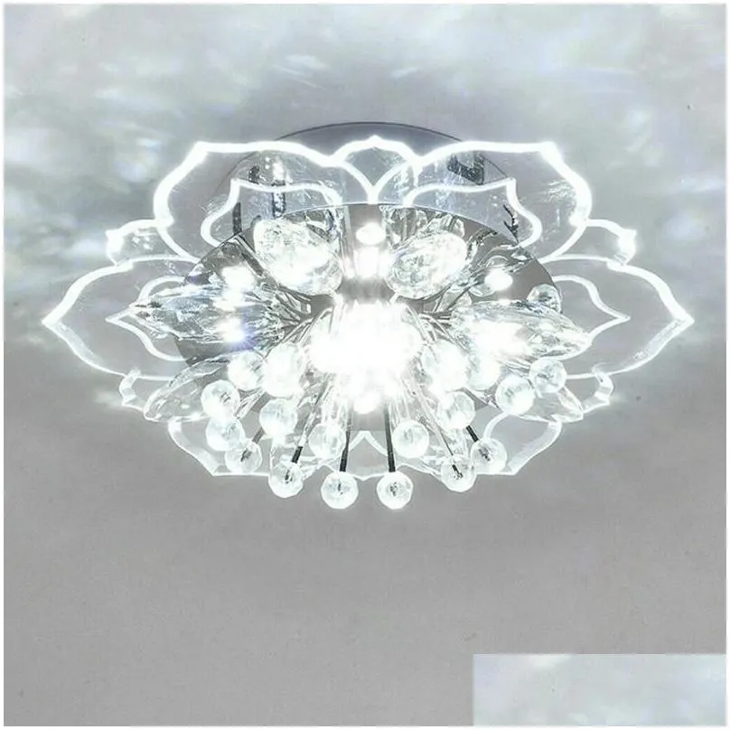 Chandeliers Chandeliers Flower Designed 9W Led Crystal Ceiling Hanging Chandelier Decor Lighting Lamp Drop Delivery Lights Lighting In Dhrid