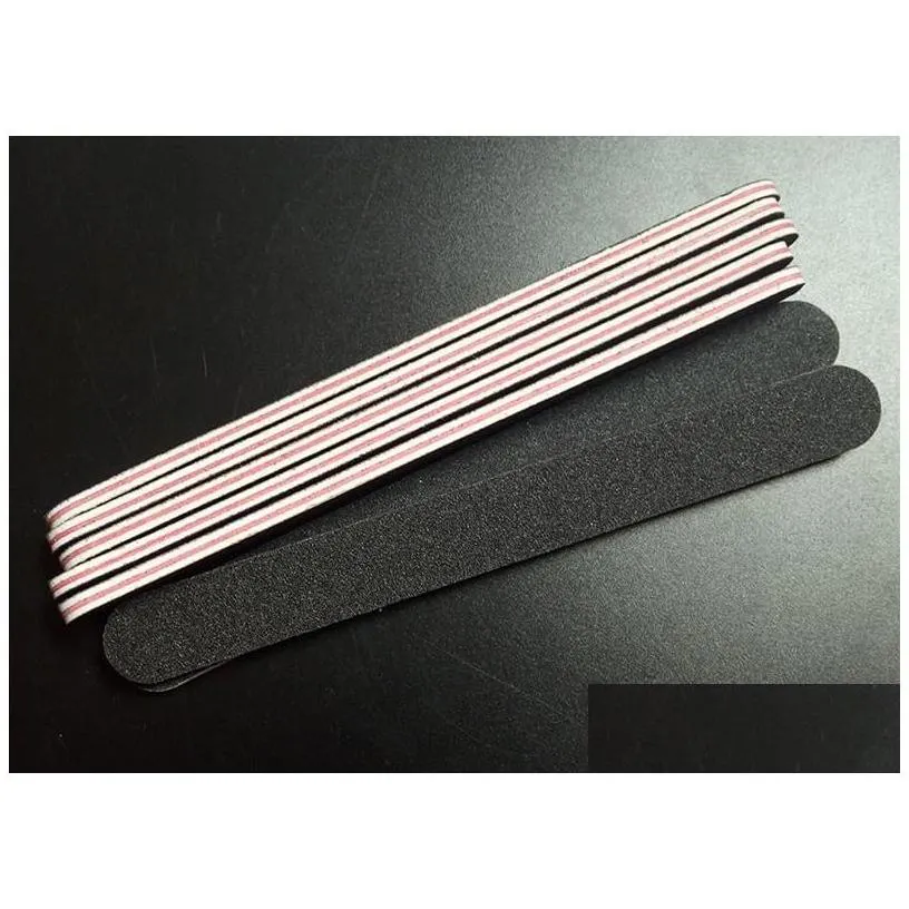 Nail Files Wholesale 5Pcs/Set Black Sandpaper With Red Heart File 180/240 Professional Art Grit For Manicure Natural Nails Drop Deli