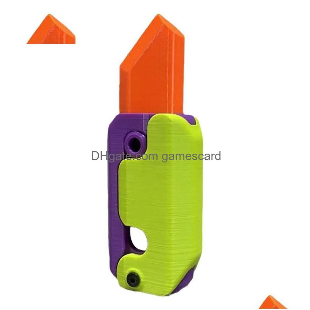 Decompression Toy Key Chain And Strap Relief Toy 3D Carrot Push Card Small Printed Deformation Childrens Drop Delivery Toys Gifts Nove Dhsv4