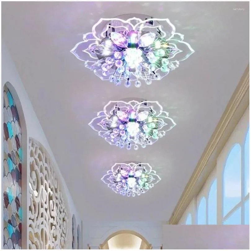 Chandeliers Chandeliers Flower Designed 9W Led Crystal Ceiling Hanging Chandelier Decor Lighting Lamp Drop Delivery Lights Lighting In Dhrid