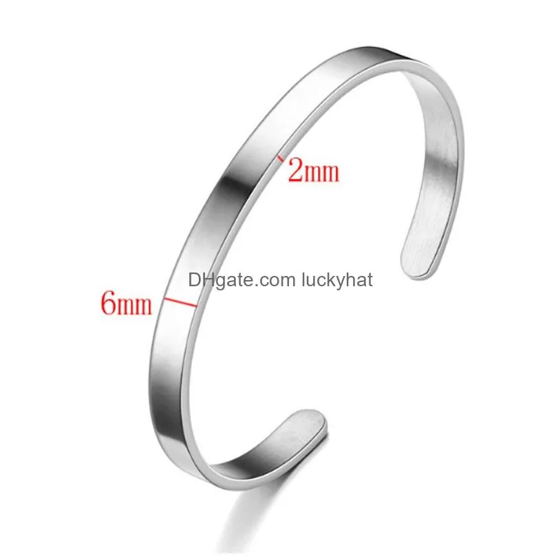 Simple 4MM Thin Cuff Bangle Stainless Steel Smooth Open Ring C Bracelet for Women Men Delicate Wristband Bangles Lovers Jewelry