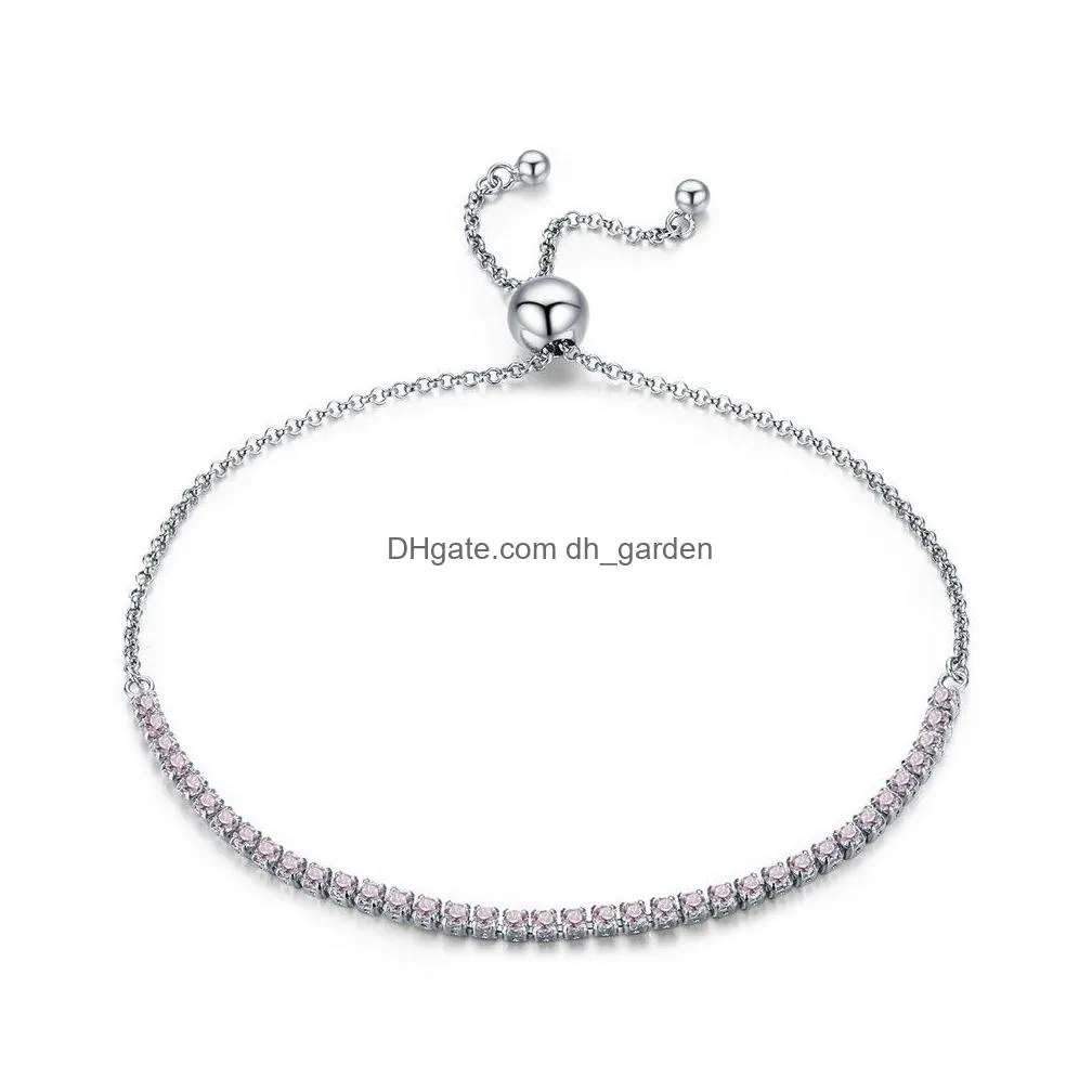 Bangle 925 Sterling Sier Sparkling Strand Bracelet Women Link Tennis Bracelets Jewelry 3 Colors Scb029 Drop Delivery Jewelry Dhgarden Otkp5