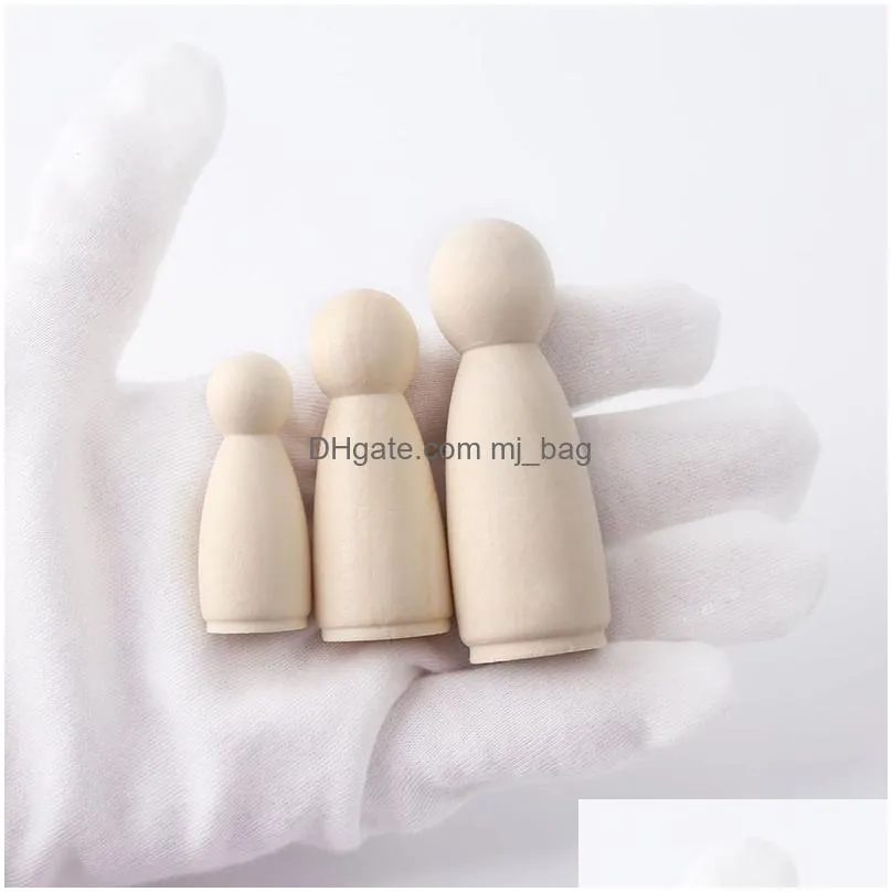 100pc (35mm,43mm,55mm,65mm) Wooden Peg Dolls Handmade DIY Wooden Blank Home Decor Boy Girl Doll Unfinished Mini Wood Dolls T200330