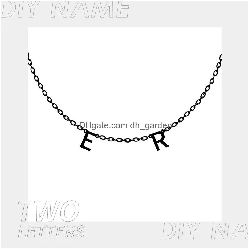 Pendant Necklaces Gold Stainless Steel Name Necklace Custom Personalized Letter Choker Pendant Nameplate Gift Drop Delivery Dhgarden Otmwr