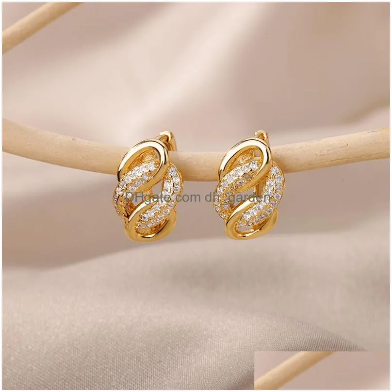 Stud Stainless Steel Earrings For Women Geometric Butterfly Twist Heart Zircon Earring Minimalist Wedding Aesthetic Jewelry Dhgarden Ottvn