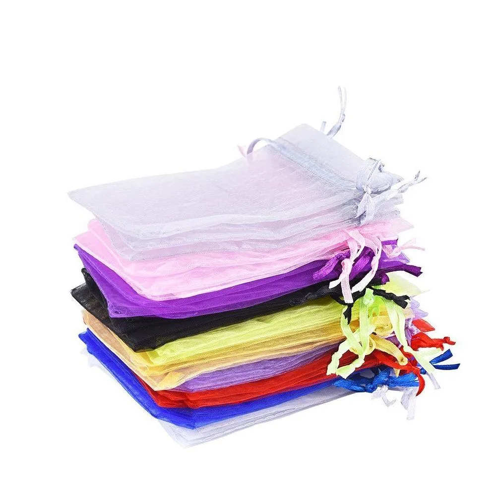 Jewelry Pouches, Bags 500 Piece 9 X 12 Cm / Organza Gift Bags Wedding Jewelry Pouches Pack Of 100 One Color 5Pack Lot Drop Delivery Je Dhdlz
