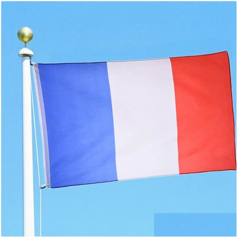 Banner Flags 50Pcs 90X150Cm France Flag Polyester Printed European Banner Flags With 2 Brass Grommets For Hanging French National And Dhoch