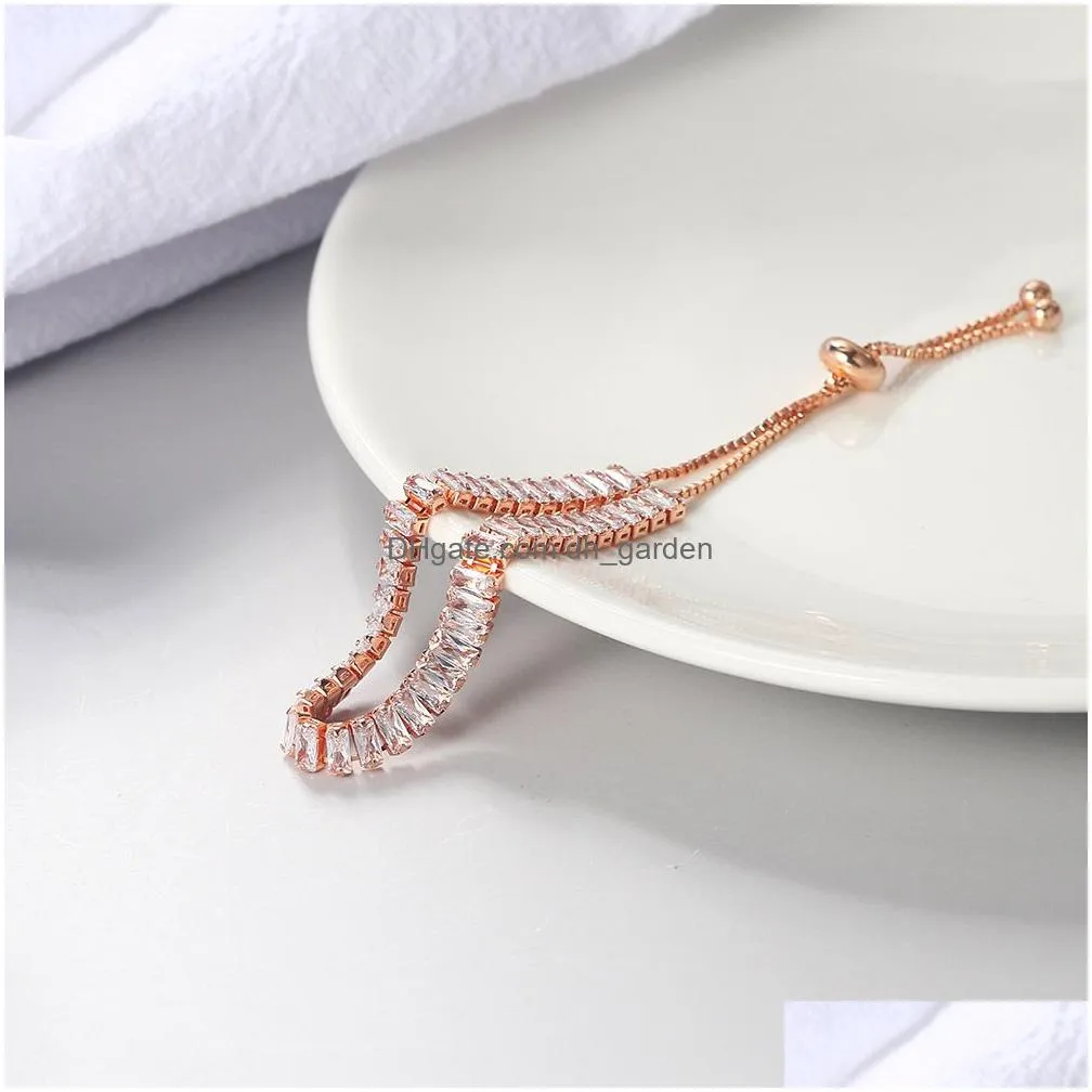 Chain Kpop Womens Tennis Bracelet Luxury 2.5X5 Mm Mticolor Zircon Bracelets For Women Wholesale Adjustable Jewelry Dzh009 Dr Dhgarden Ot7Ik