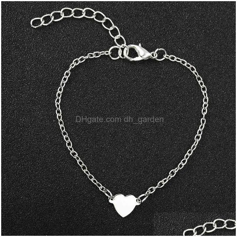 Charm Bracelets 2021 Charming Heart Bracelet Bangles For Women Girls Gold Sier Color Metal Bracelets Statement Jewelry Whole Dhgarden Otcps