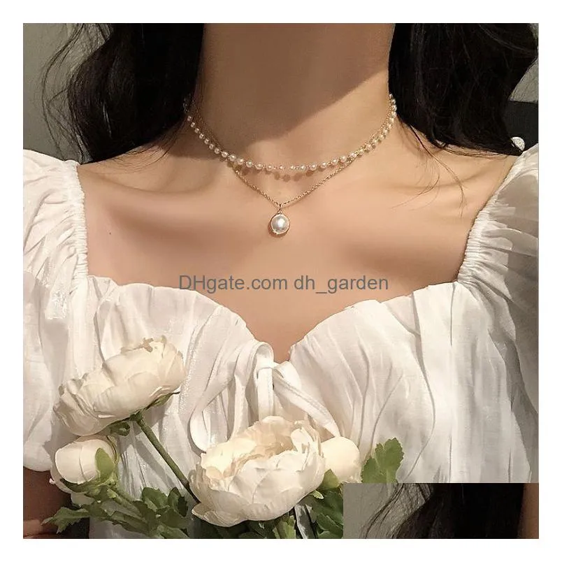 Chokers 15 Style Simple Bead Pearl Choker Necklace Crystal Leaf Tassel Chain Necklaces For Women Fashion Jewelry Prom Access Dhgarden Ot6Qu