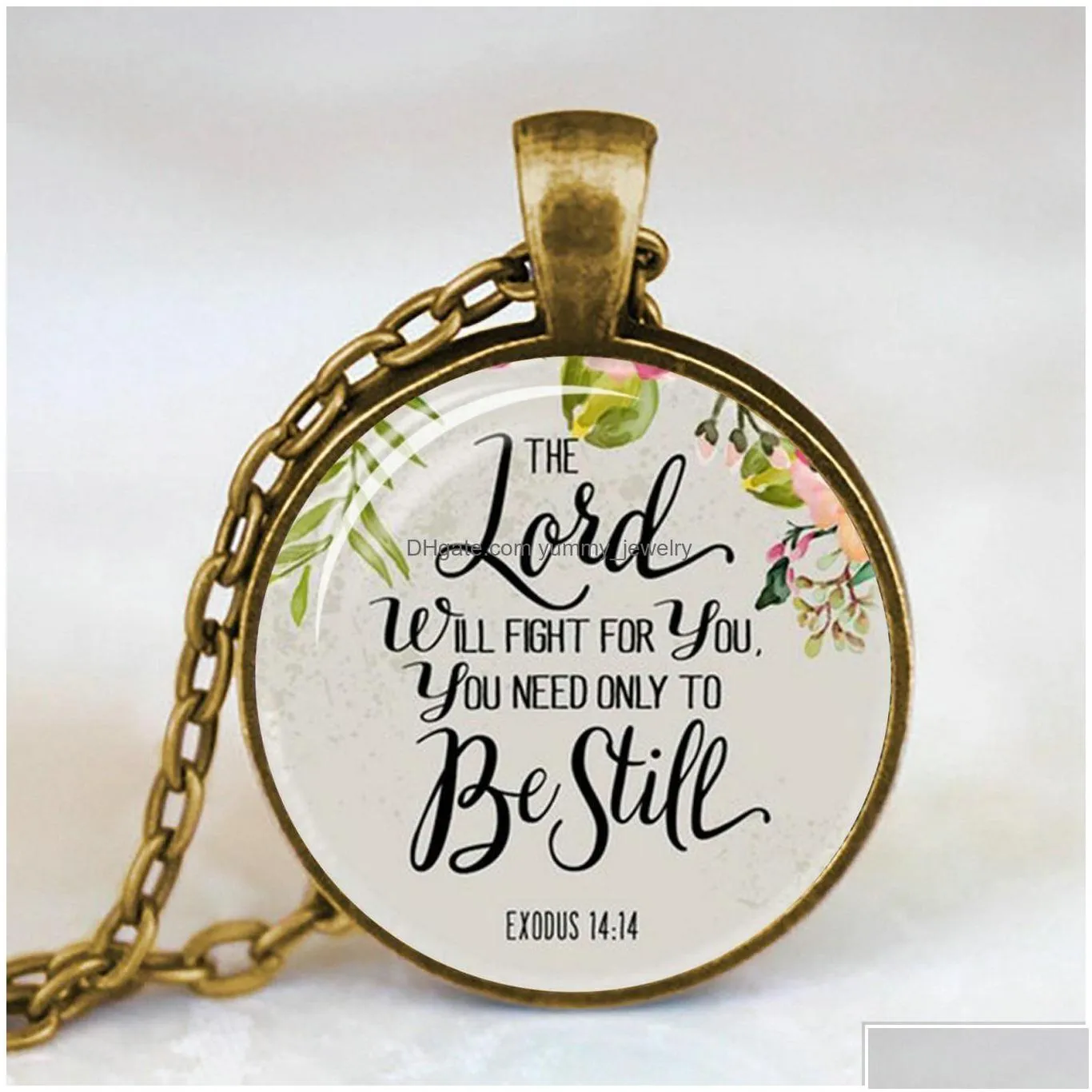 pendant necklaces antique bronze handmade bible verse necklace glass cabochon scripture quote jewelry christian party women gifts drop