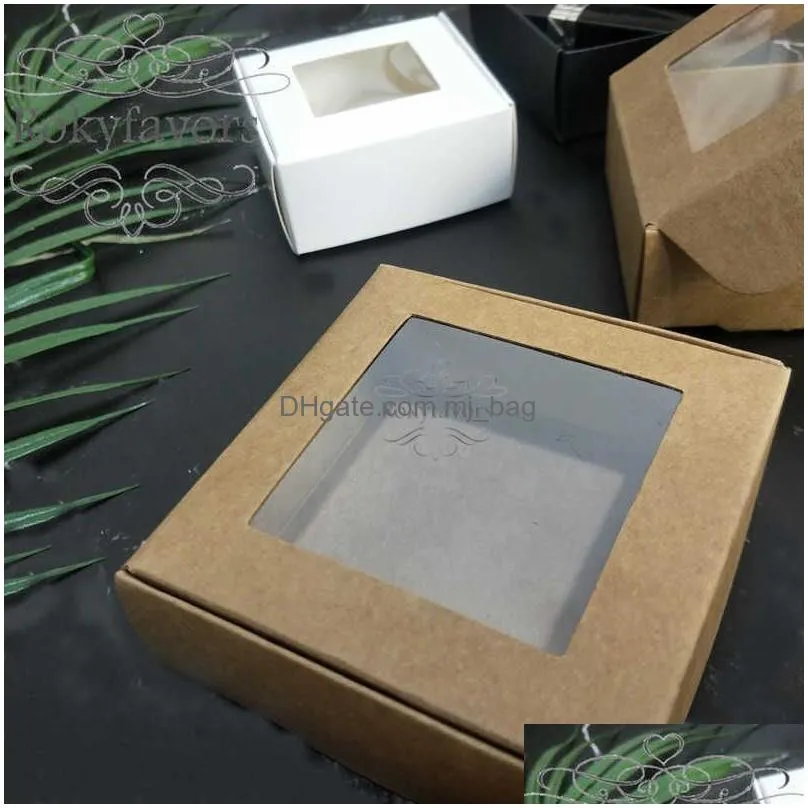 50PCS Paper Box with PVC Window Favors Holder  Package Box Anniversary Party Gifts Event Reception Supplies 210724