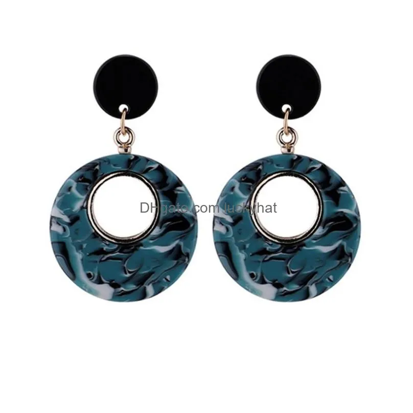New Fashionable Color Leopard Acetate Acrylic Round Dangle Drop Earrings For Women Fashion Statement Prom Party Jewelry
