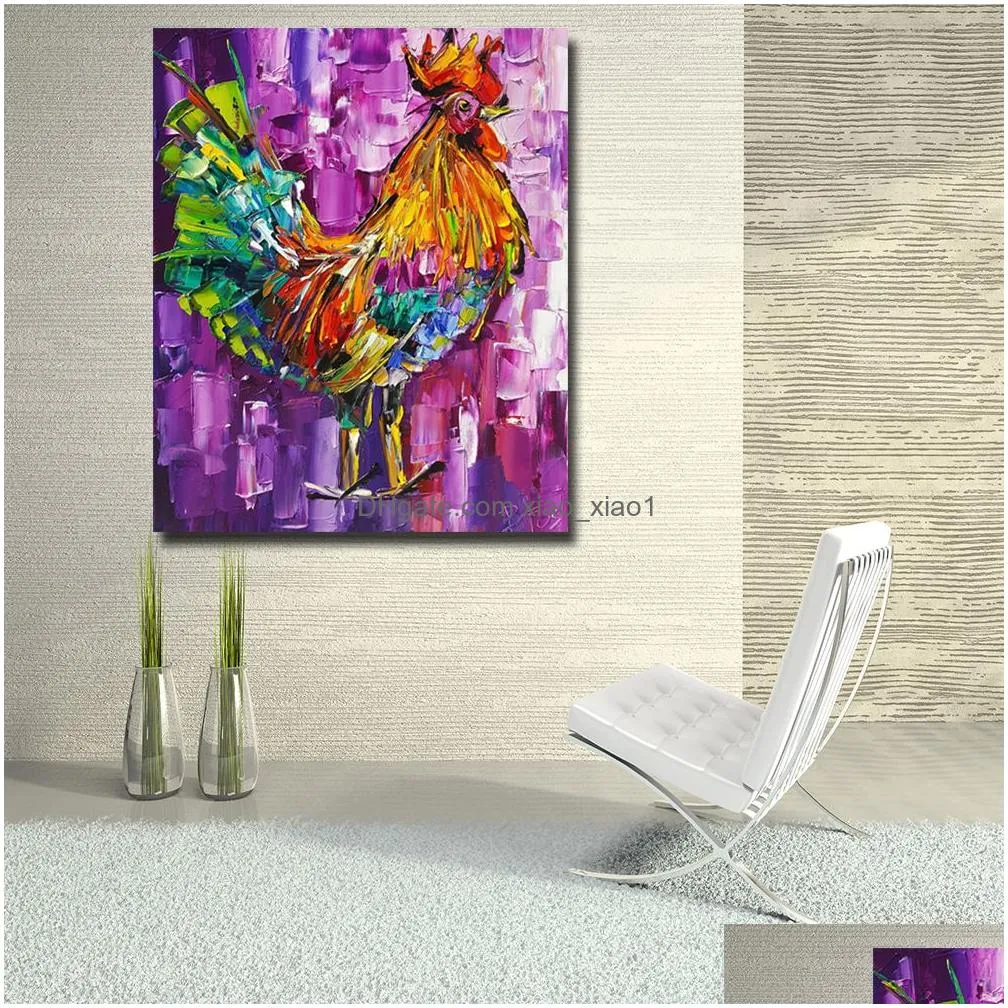 abstract animal painting chicken impression painting wall pictures for living room home decor canvas art no frame