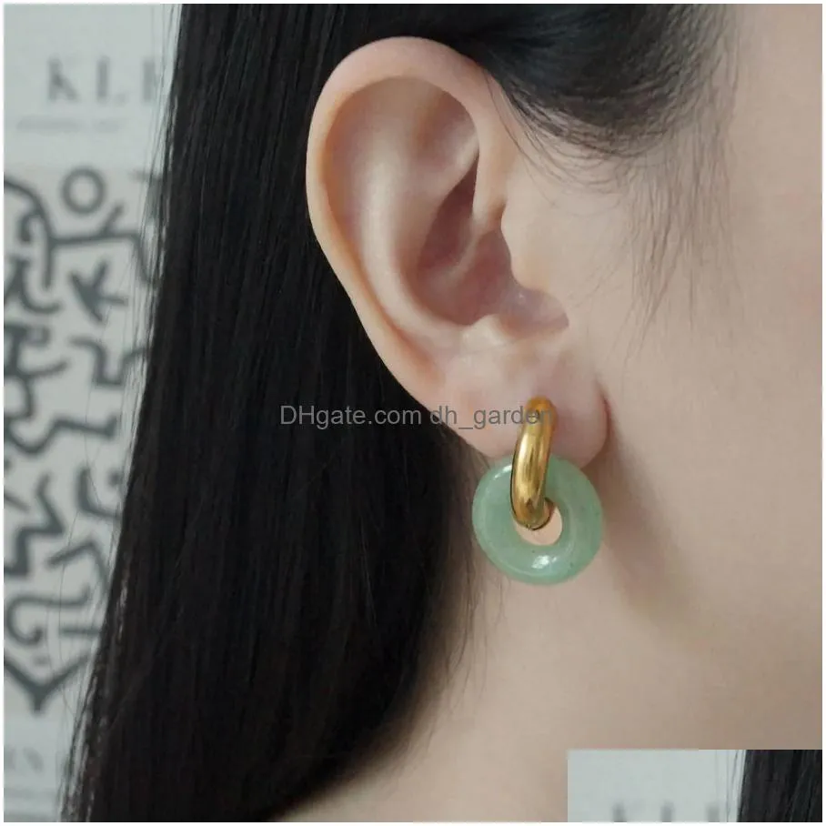 Hoop & Huggie New Transparent Resin Geometric Hoop Earrings For Women Stainless Steel Circle Ear Buckle Hoops With Natural S Dhgarden Otk6M