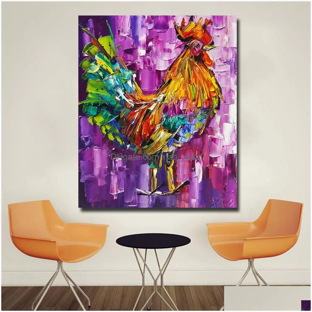 abstract animal painting chicken impression painting wall pictures for living room home decor canvas art no frame