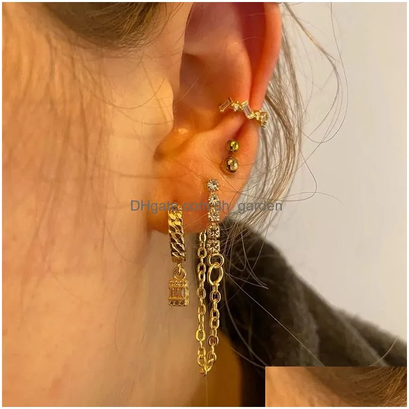 Hoop & Huggie New Stainless Steel Cubic Zirconia Hoop Earrings For Women Small Pendant Cartilage Helix Tragus Earring Pierci Dhgarden Otknr