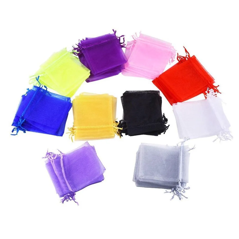 Jewelry Pouches, Bags 500 Piece 9 X 12 Cm / Organza Gift Bags Wedding Jewelry Pouches Pack Of 100 One Color 5Pack Lot Drop Delivery Je Dhdlz