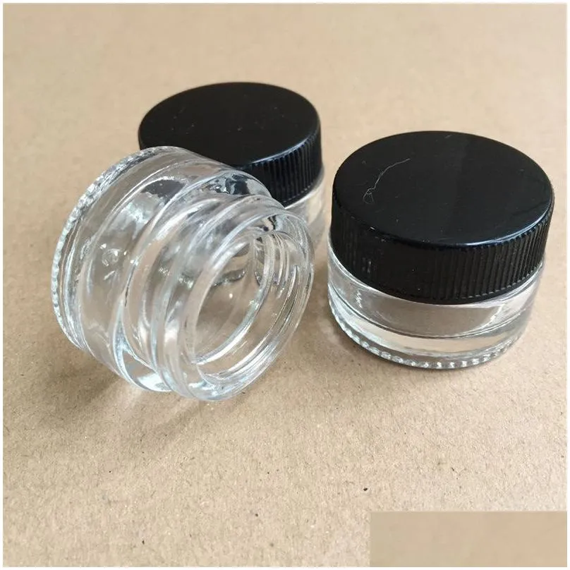 wholesale packaging bottles 5ml 3ml concentrate containers pyrex tempered glass dab wax jars live rosin storage box clear round shape