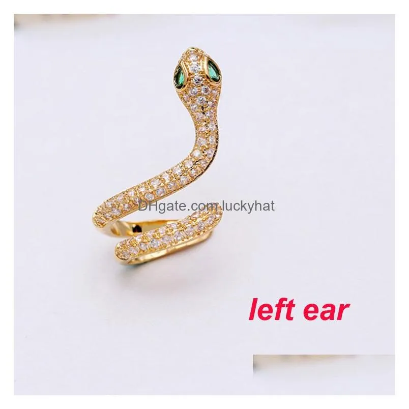 Punk Gothic Ear Cuff Earrings Women Stud Earrings 925 Silver Needle Micro Pave Cubic Zirconia Earring 18K Gold Plated Jewelry Gift